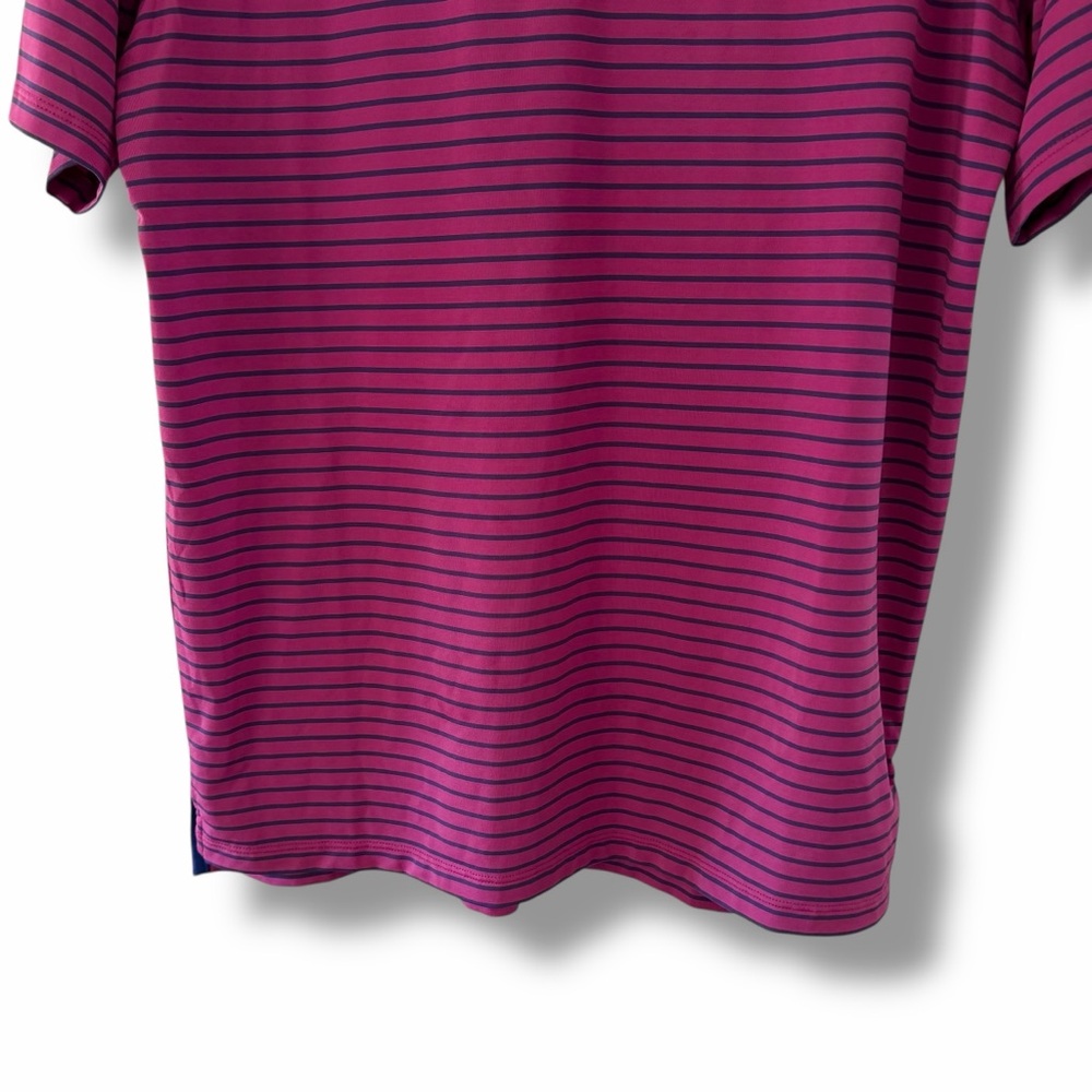 Greyson Men's Magenta & Blue Striped Saranac Performance Polo Shirt Golf Medium - Picture 4 of 8